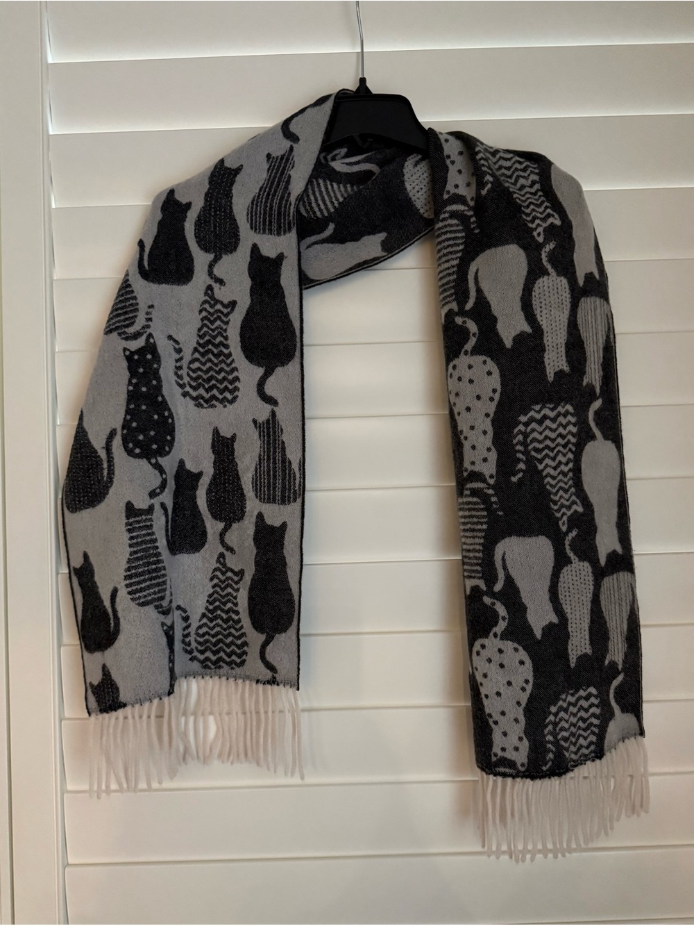 Brand New Cat Pattern Reversible Scarf - Black & Gray